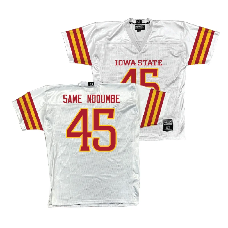 Custom Football Jerseys With Bold Fonts-Iowa State Football White Jersey  - Samuel-Edouard Same Ndoumbe