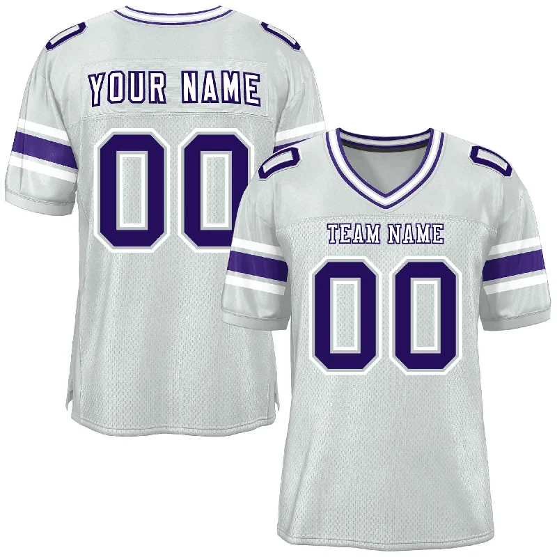 Custom Football Jerseys For Special Requests-Custom Silver Personalized Classic Authentic Football Jersey