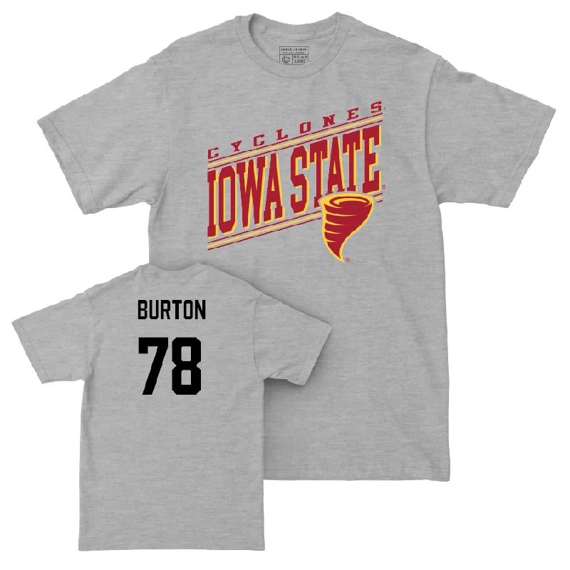 Custom Football Jerseys For Regional Competitions-Iowa State Football Sport Grey Vintage Tee  - Andre Burton