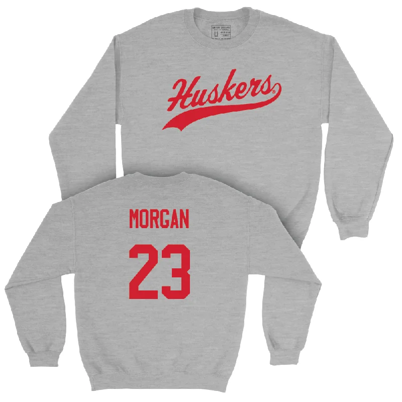 Basketball Jerseys For Custom Player Recognition-Sport Grey Men's Basketball Script Crew  - Andrew Morgan