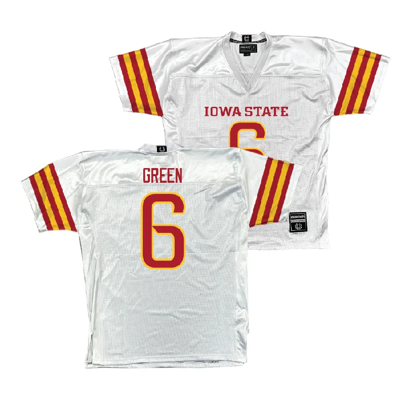 Personalized Football Jerseys For Families-Iowa State Football White Jersey  - Eli Green