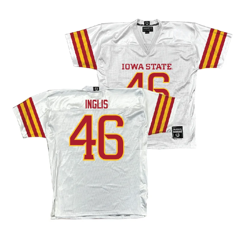 Custom Football Jerseys With Custom Sleeve Text-Iowa State Football White Jersey  - Danny Inglis