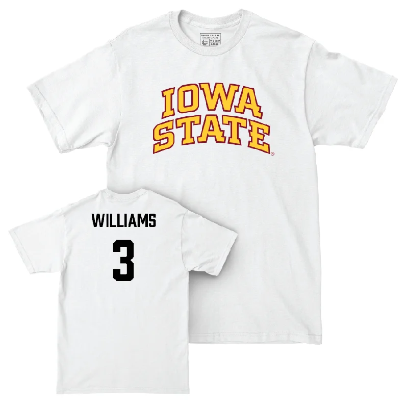 Personalized Football Jerseys For Tournaments-Iowa State Football White Comfort Colors Tee  - Jontez Williams