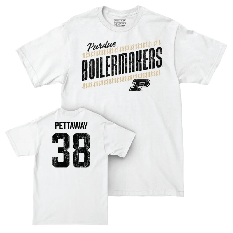 Personalized Football Jerseys For School Teams-Football White Slant Comfort Colors Tee  - Luke Pettaway