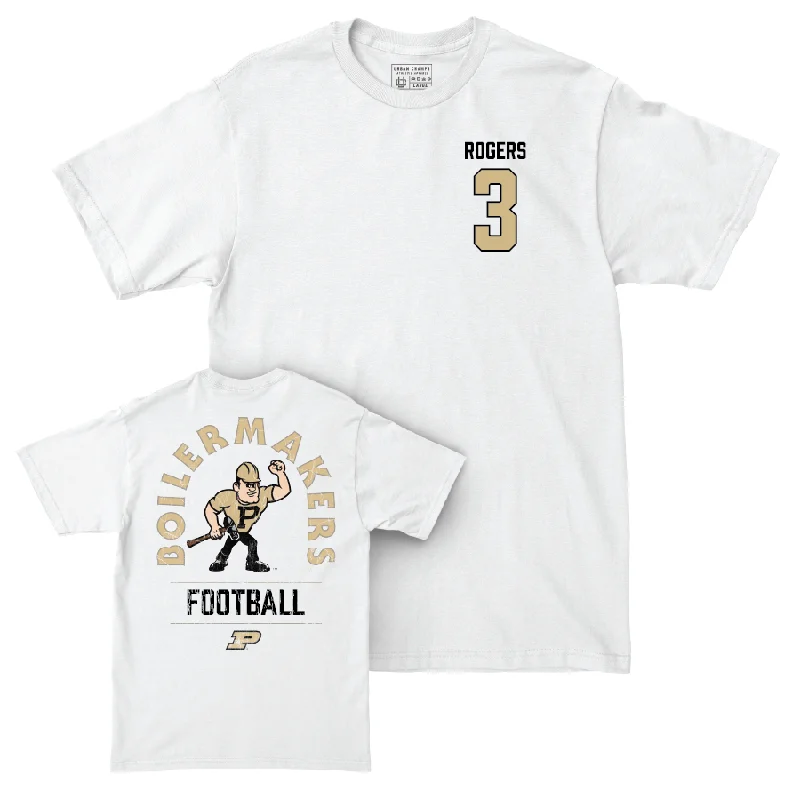 Football Jerseys For Tournaments & Competitions-Football White Mascot Comfort Colors Tee  - Derrick Rogers