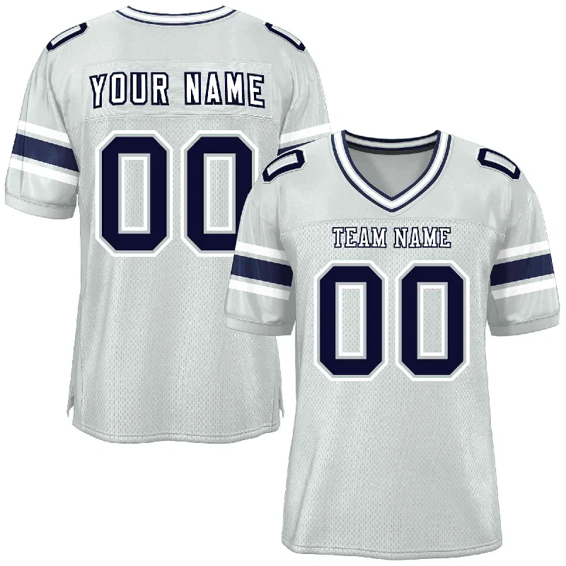 Custom Football Jerseys For Supporter Gifts-Custom Silver Personalized Classic Authentic Football Jersey