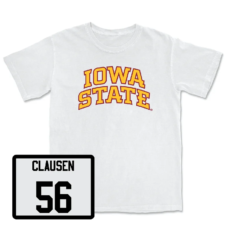 Football Jerseys With Custom Sizing-Football Iowa State White Comfort Colors Tee  - Drew Clausen