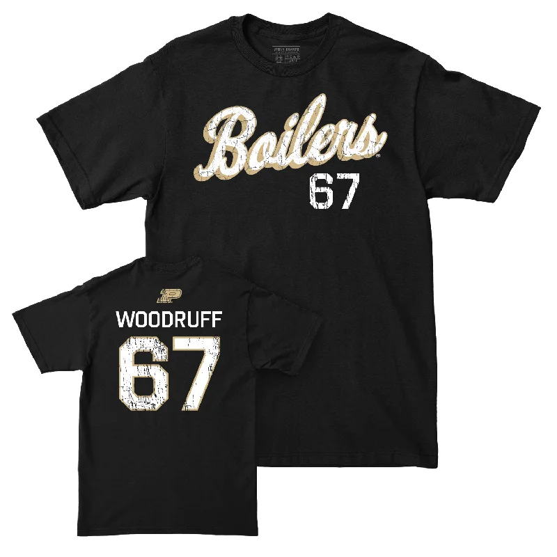 Football Jerseys With Custom Patch Designs-Football Black Script Tee - Drew Woodruff | #67