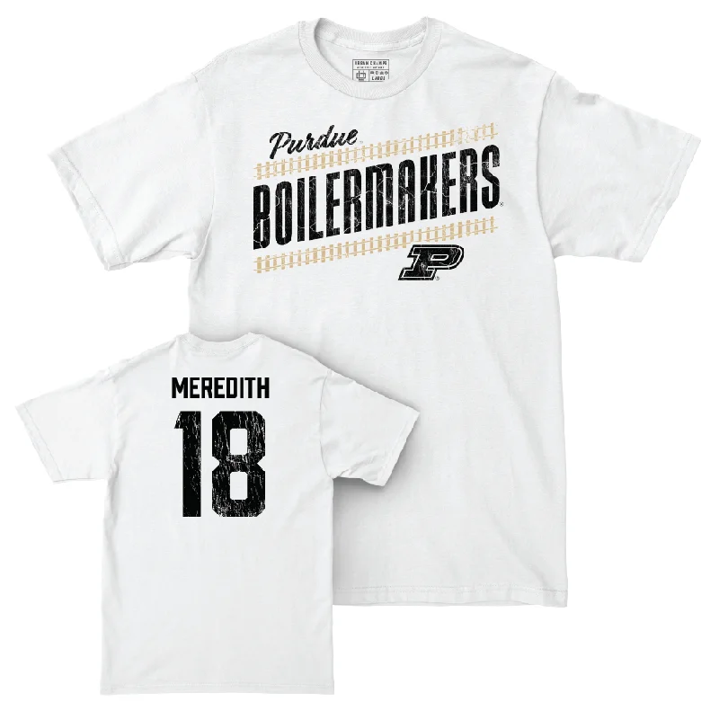 Football Jerseys With Player Names & Numbers-Football White Slant Comfort Colors Tee  - Bennett Meredith