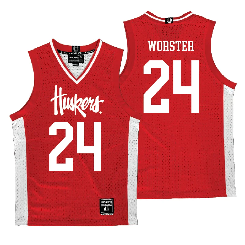 Custom Basketball Jerseys For Award Ceremonies-Nebraska Men's Basketball Red Jersey  - Rollie Worster