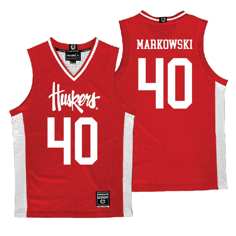 Basketball Jerseys For School Spirit Days-Nebraska Women's Basketball Red Jersey - Alexis Markowski | #40