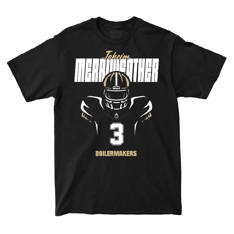 Custom Football Jerseys For Special Occasions-Silhouette Black Football Tee - Jaheim Merriweather | #3