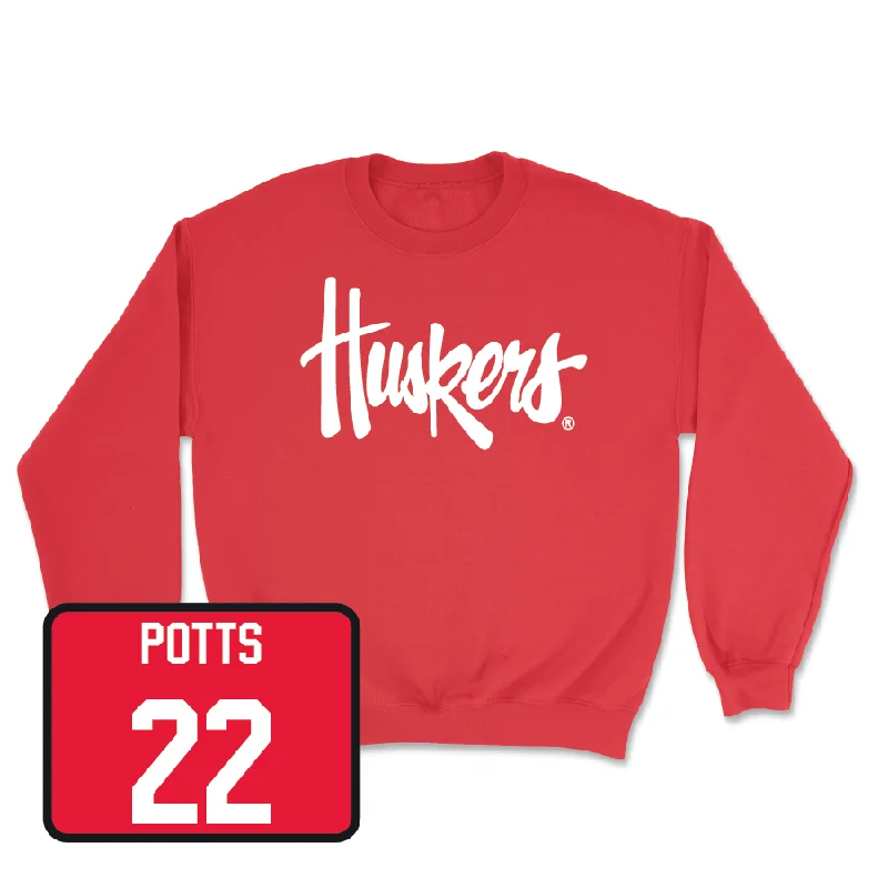 Basketball Jerseys With Custom Sizing-Red Women's Basketball Huskers Crew - Natalie Potts