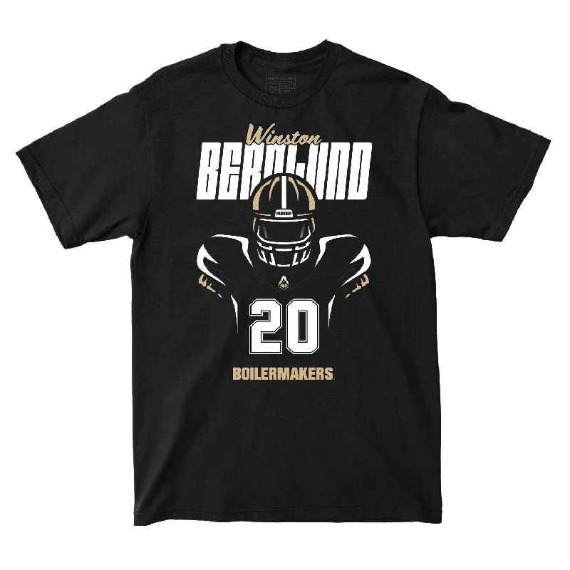 Custom Football Jerseys For Local Fans-Silhouette Black Football Tee - Winston Berglund | #20