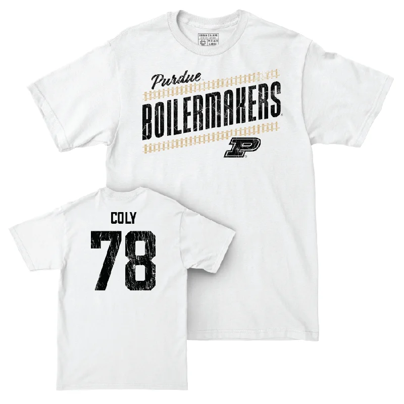 Custom Football Jerseys For Summer Leagues-Football White Slant Comfort Colors Tee  - Bakyne Coly