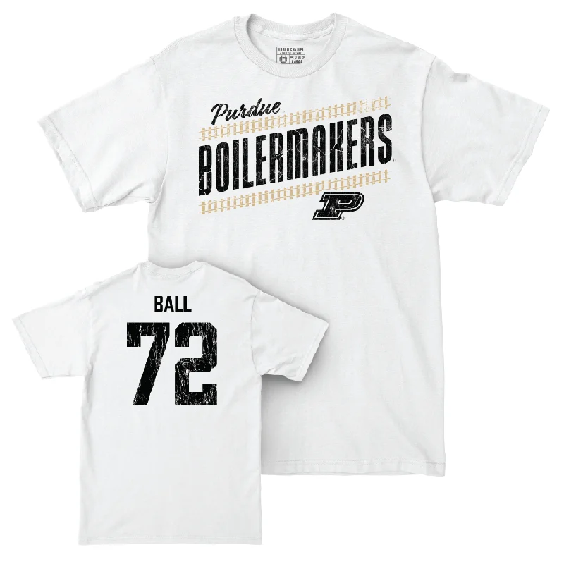 Personalized Football Jerseys For Sponsorship Deals-Football White Slant Comfort Colors Tee  - Jaden Ball