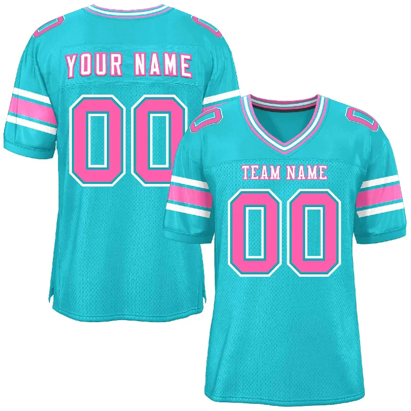 Custom Football Jerseys For Supporter Gifts-Custom Aqua Personalized Classic Authentic Football Jersey