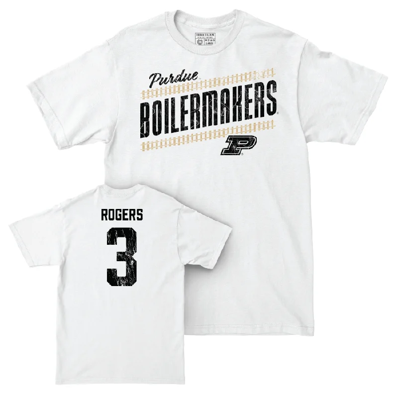 Personalized Football Jerseys For Group Custom Orders-Football White Slant Comfort Colors Tee  - Derrick Rogers