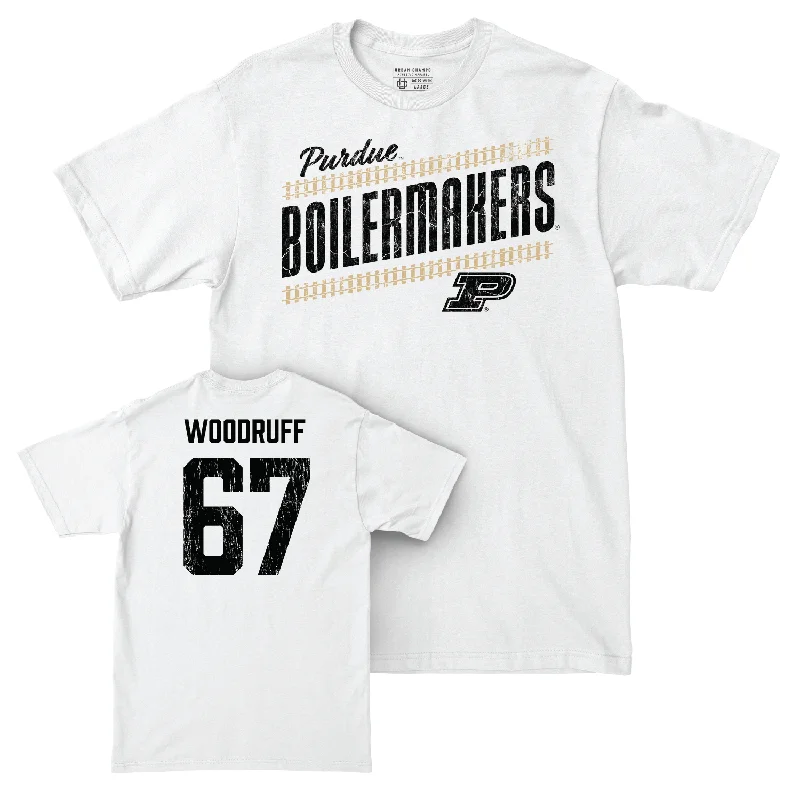 Custom Football Jerseys For Global Competitions-Football White Slant Comfort Colors Tee - Drew Woodruff | #67