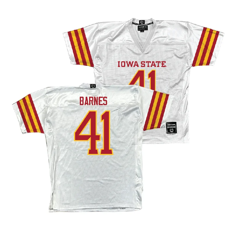 Personalized Football Jerseys For Fundraisers-Iowa State Football White Jersey - Rylan Barnes