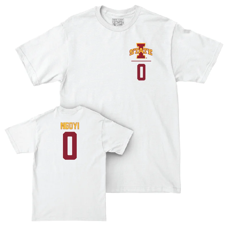 Football Jerseys For Special Event Promotions-Iowa State Football White Logo Comfort Colors Tee - Ben Ngoyi