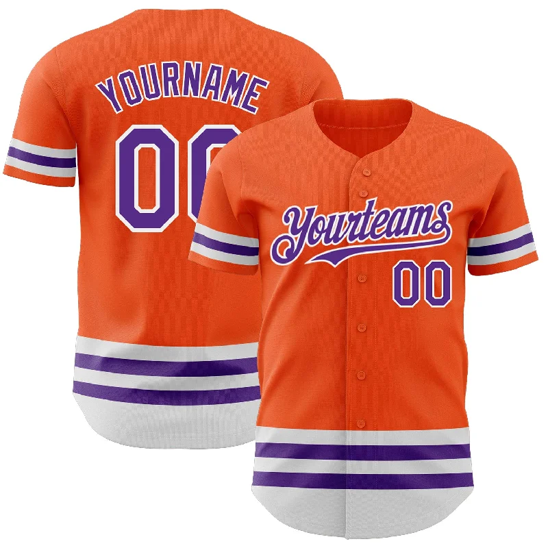 Custom Baseball Jerseys For Limited-Time Offers-Custom Orange Purple-White Line Authentic Baseball Jersey