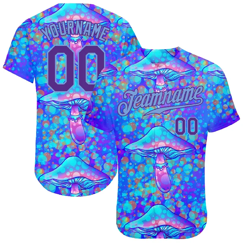 Baseball Jerseys For Corporate Sports Events-Custom 3D Pattern Design Magic Mushrooms Psychedelic Hallucination Authentic Baseball Jersey