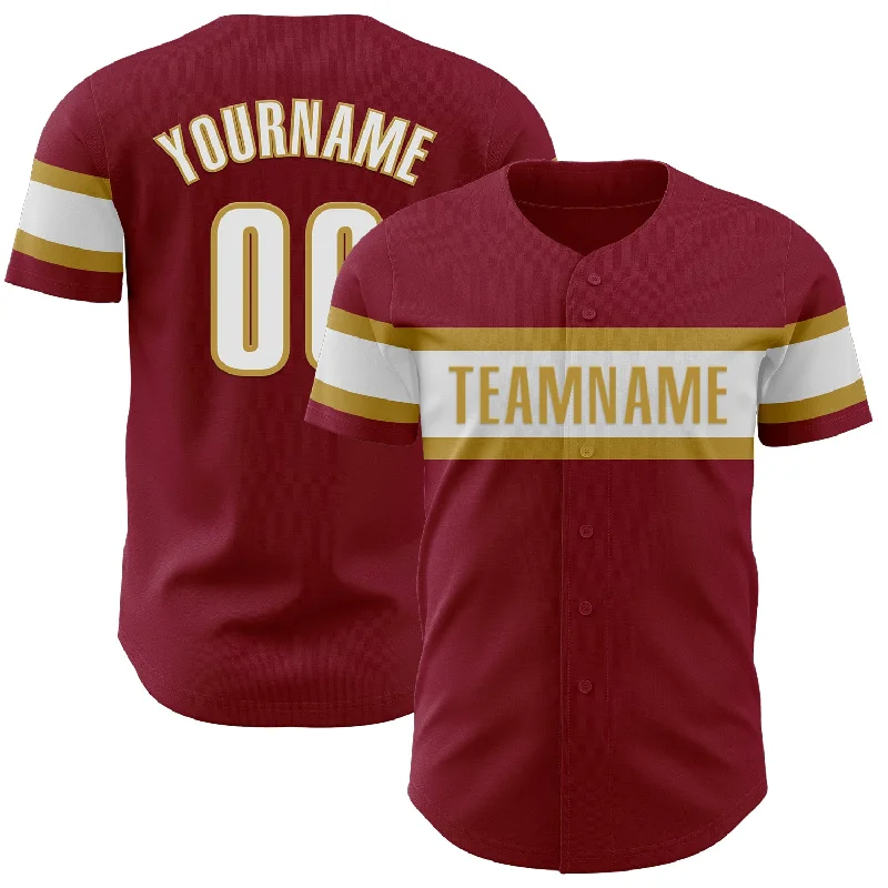 Baseball Jerseys For Team Building Activities-Custom Crimson White-Old Gold Authentic Baseball Jersey