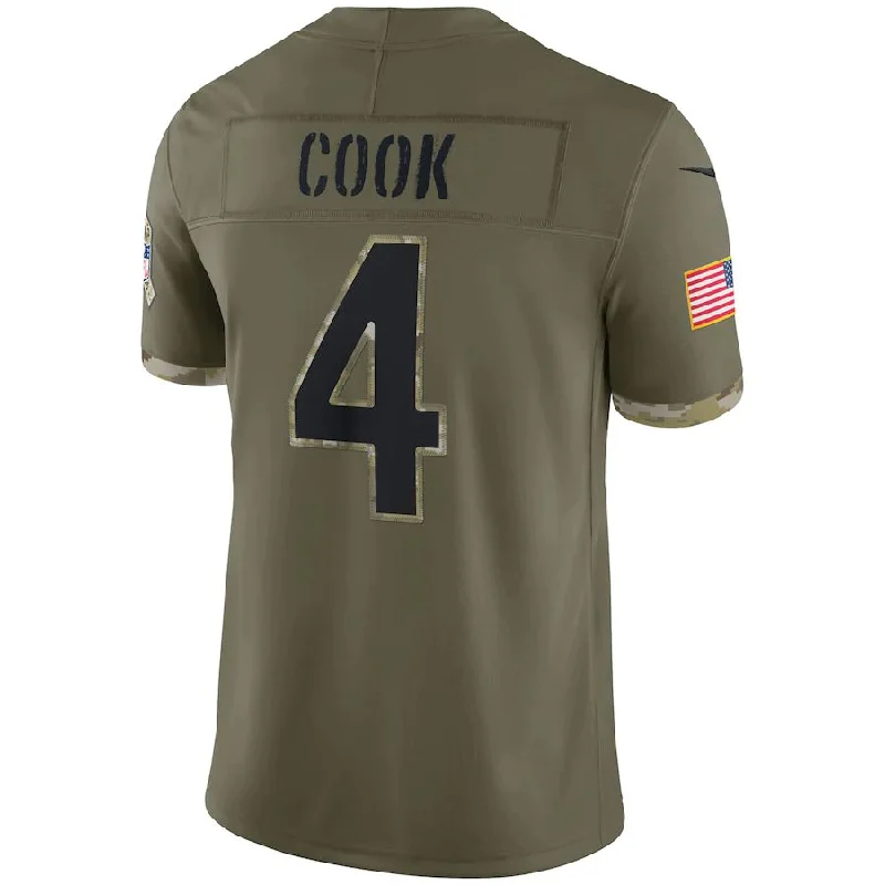 Custom Rugby Jerseys For Limited Edition Designs-MN.Vikings #4 Dalvin Cook Olive 2022 Salute To Service Limited Jersey Stitched American Football Jerseys