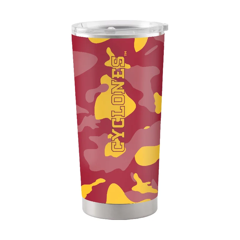 Custom Team Mugs For Annual Reunions-Iowa State 20oz Camo Stainless Steel Tumbler