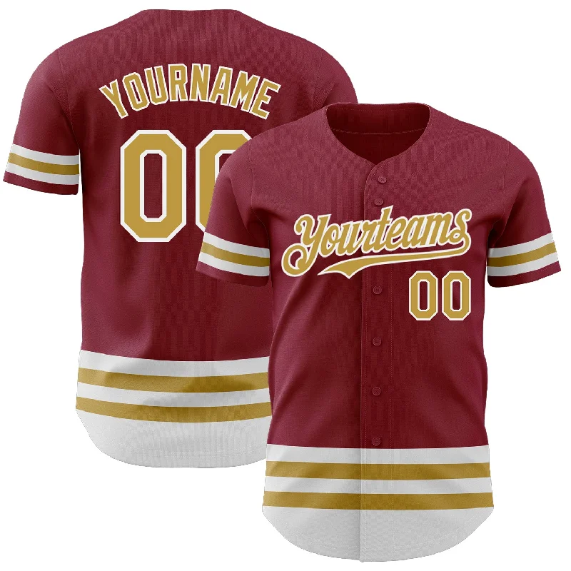 Custom Baseball Jerseys For Special Events-Custom Crimson Old Gold-White Line Authentic Baseball Jersey