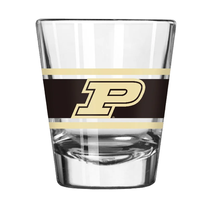 Team Mugs With Personalized Messages & Designs-Purdue 2oz Stripe Shot Glass