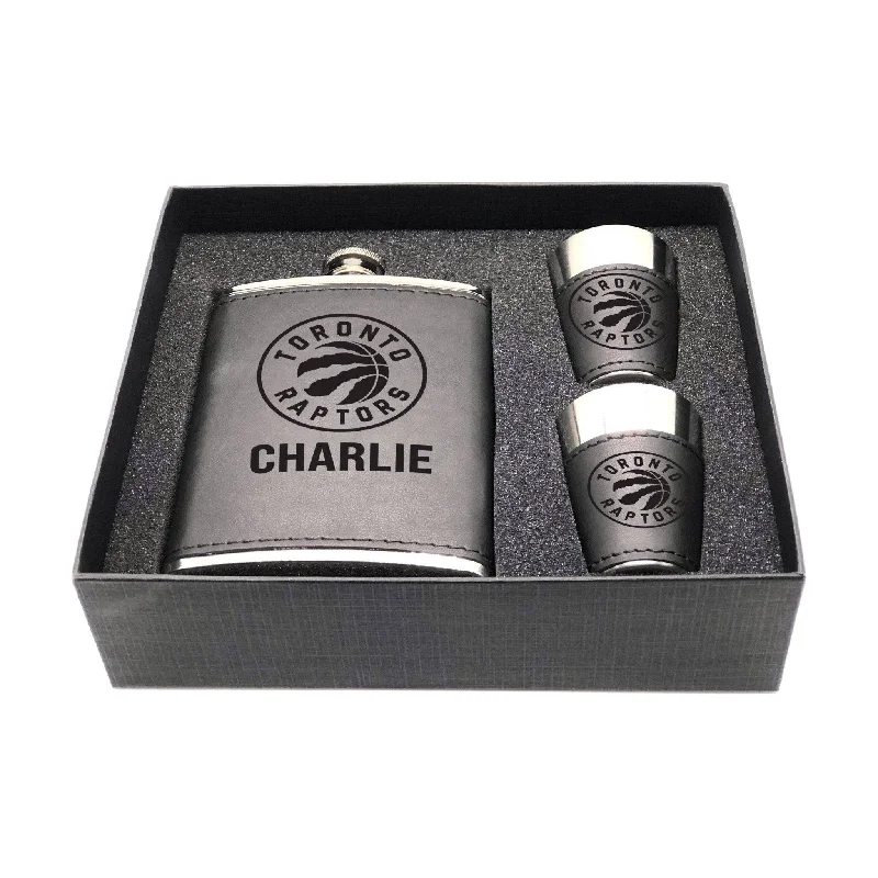 Team Mugs With Custom Artwork & Design-Toronto Raptors Personalized Shot and Flask Set