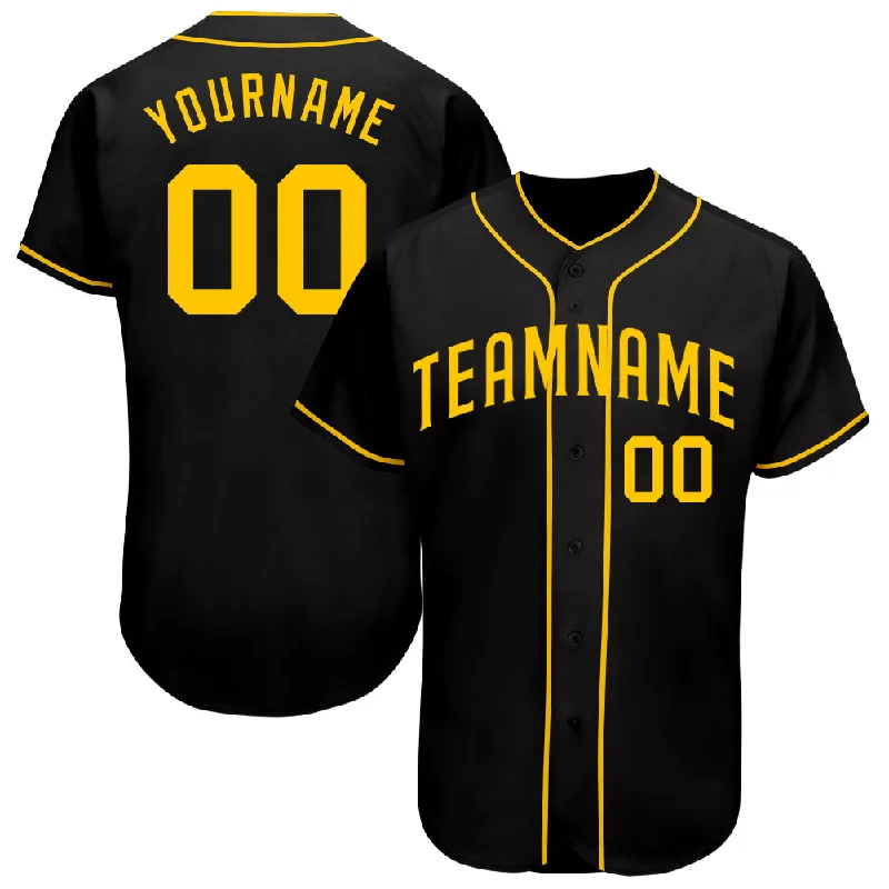 Personalized Baseball Jerseys For Player Gift Sets-Custom Black Gold Authentic Baseball Jersey