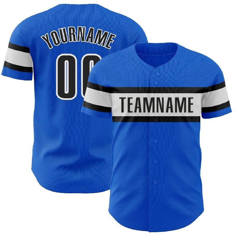 Baseball Jerseys With Custom Text-Custom Thunder Blue Black-White Authentic Baseball Jersey