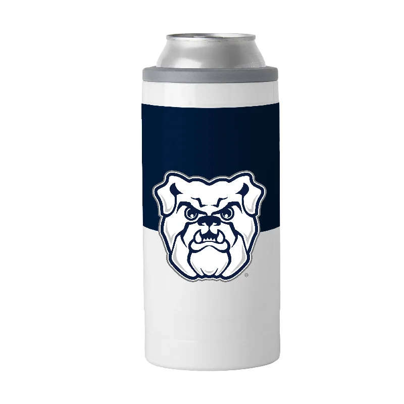 Team Mugs With Team Photos & Logos-Butler 12oz Colorblock Slim Can Coolie