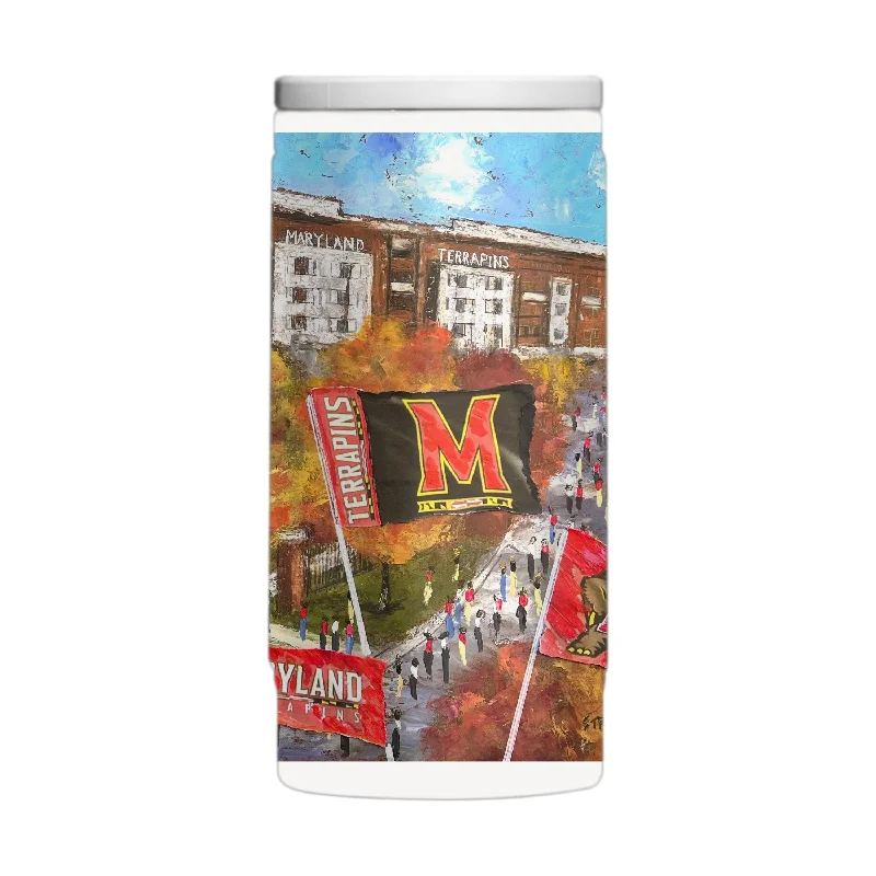 Custom Team Mugs For Charity Supporters-Maryland 12oz Collector Powder Coat Slim Can Coolie