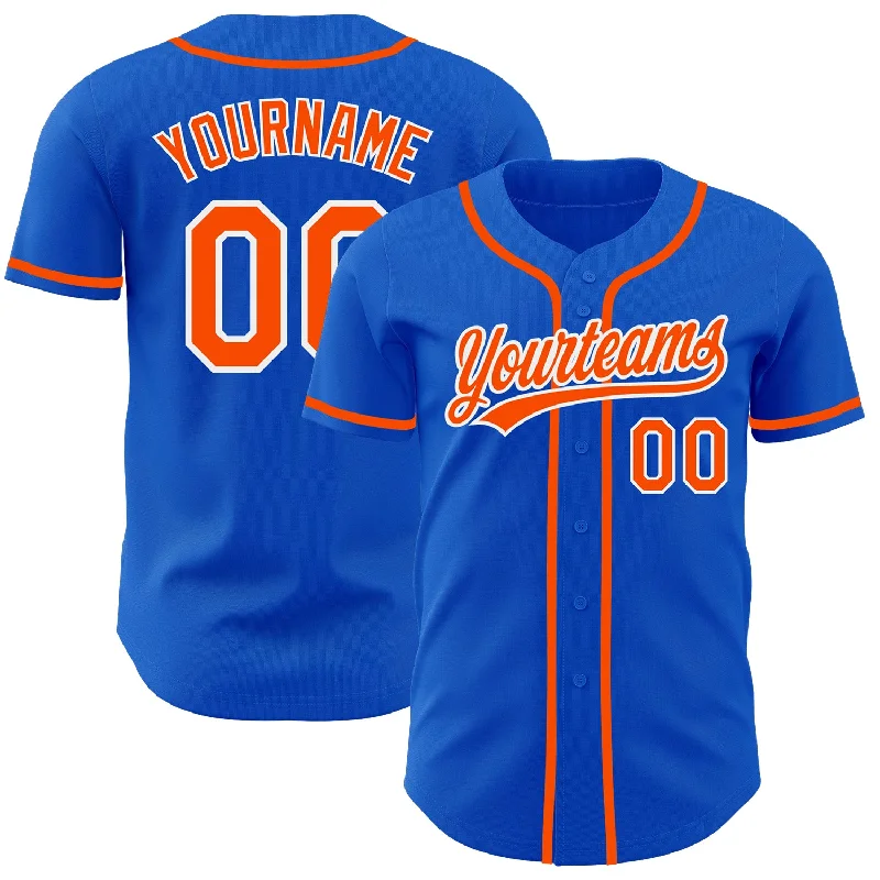 Custom Baseball Jerseys For Special Sponsors-Custom Thunder Blue Orange-White Authentic Baseball Jersey