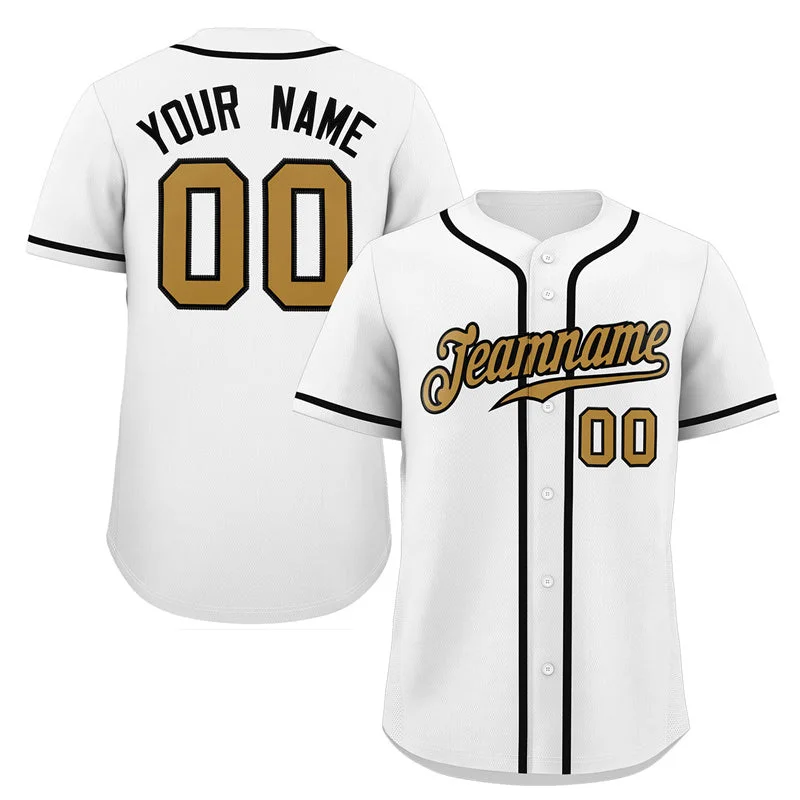 Custom Baseball Jerseys For Team Fundraisers-Custom White Old Gold-Black Classic Style Authentic Baseball Jersey