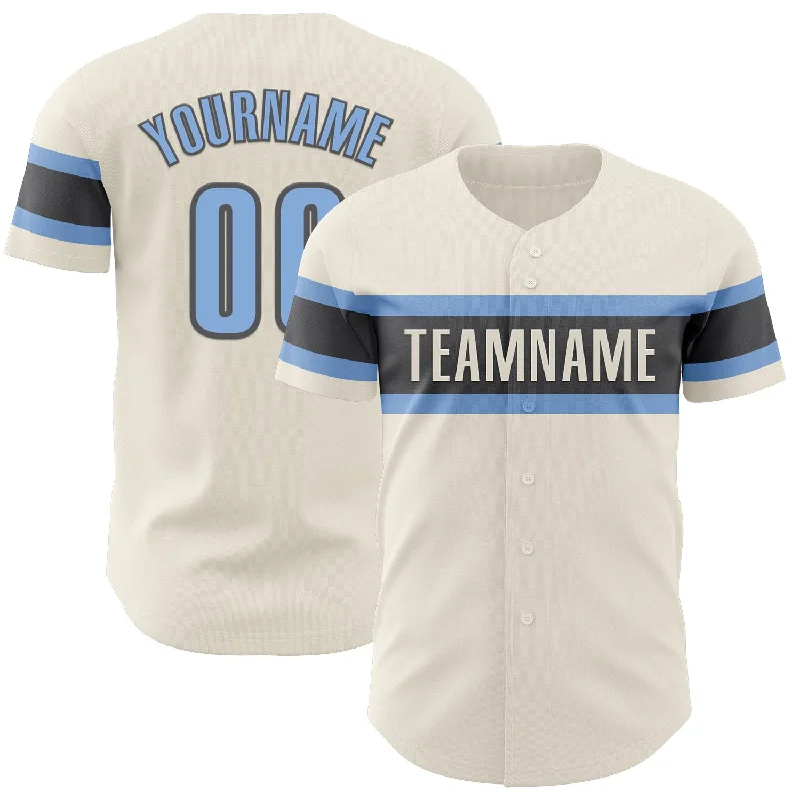 Baseball Jerseys For Alumni Teams-Custom Cream Light Blue-Steel Gray Authentic Baseball Jersey