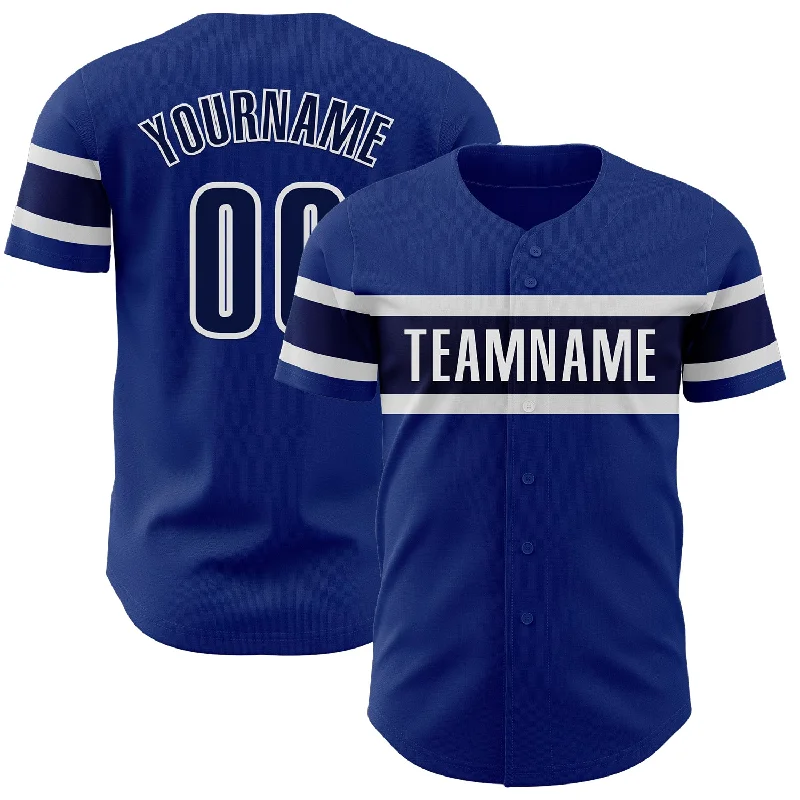 Personalized Baseball Jerseys For Special Guests-Custom Royal Navy-White Authentic Baseball Jersey