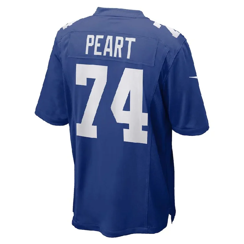 Rugby Jerseys With Custom Stitches-NY.Giants #74 Matt Peart Royal Game Jersey Stitched American Football Jerseys