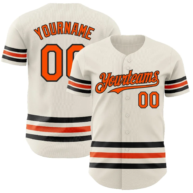 Baseball Jerseys With Custom Patches-Custom Cream Orange-Black Line Authentic Baseball Jersey