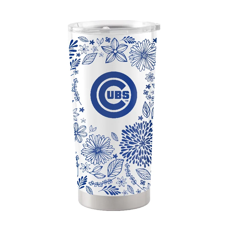 Custom Team Mugs With Photos & Text-Chicago Cubs 20oz Botanical Stainless Steel Tumbler