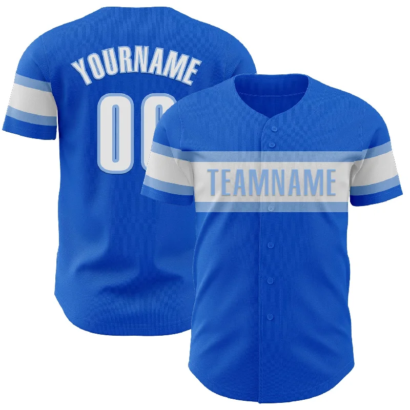 Custom Baseball Jerseys For Team Merchandise-Custom Thunder Blue White-Light Blue Authentic Baseball Jersey