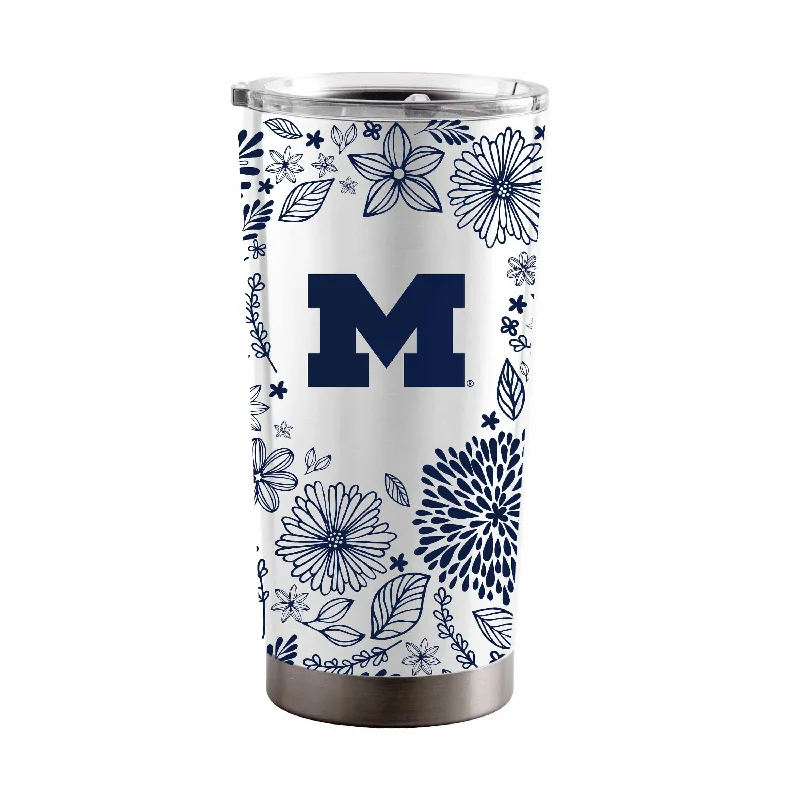 Team Mugs For Fan Gifts & Giveaways-Michigan 20oz Botanical Stainless Steel Tumbler