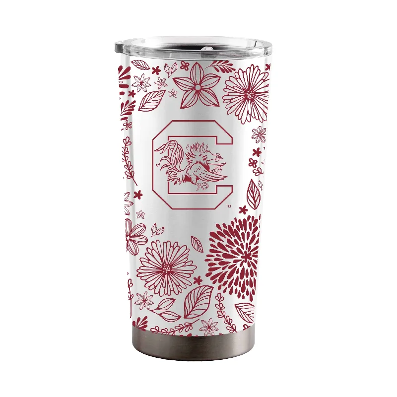 Team Mugs With Personalized Engravings-South Carolina 20oz Botanical Stainless Steel Tumbler