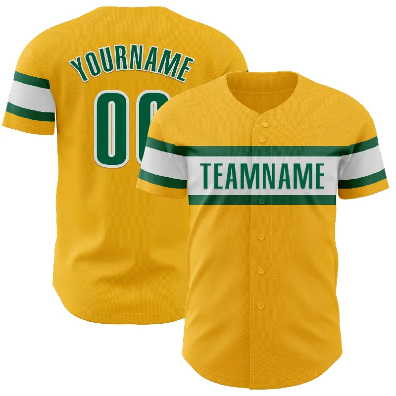 Personalized Baseball Jerseys For Team Uniforms-Custom Gold Kelly Green-White Authentic Baseball Jersey