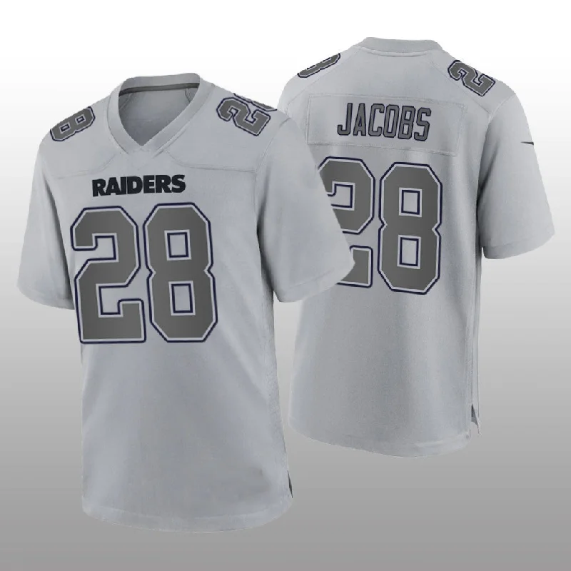 Rugby Jerseys For Special Match Events-LV.Raiders #28 Josh Jacobs Gray Atmosphere Fashion Game Jersey Stitched American Football Jerseys