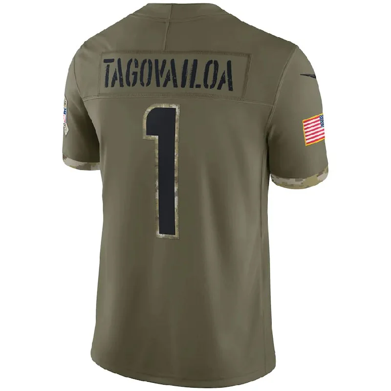 Rugby Jerseys With Custom Weight and Fit-M.Dolphins #1 Tua Tagovailoa Olive 2022 Salute To Service Limited Jersey Stitched American Football Jerseys